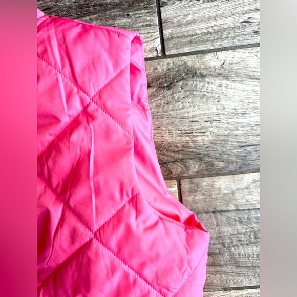 European Brand Pieces Puffer Style Vest Jacket sz L True Pink - Picture 5 of 14
